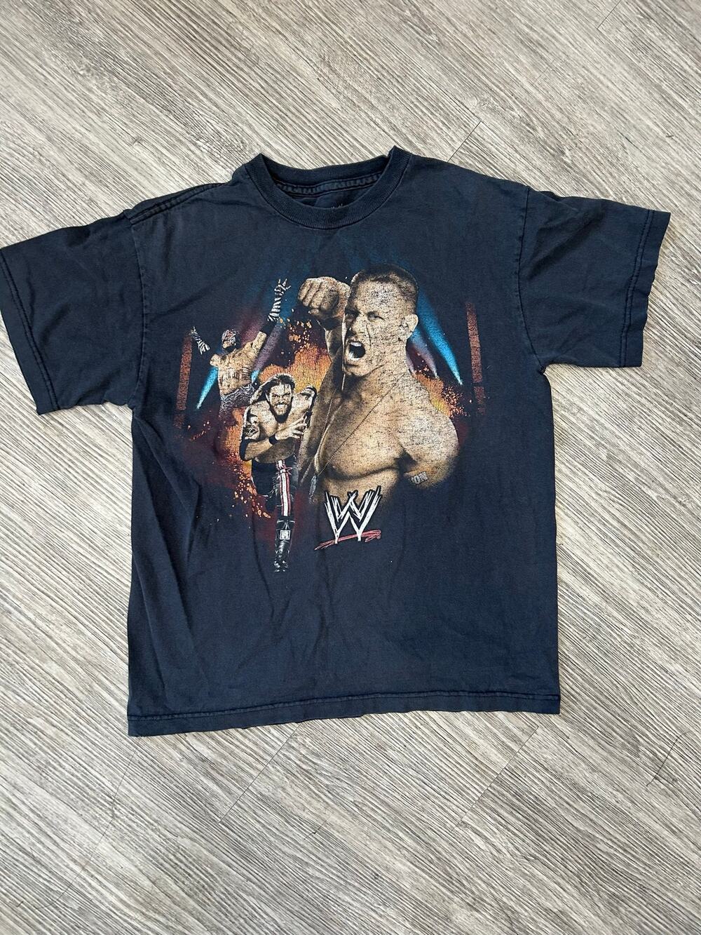2010 WWE Graphic T Shirt Kids XL 18/20 John Cena Rey Mysterio Edge Black Tee